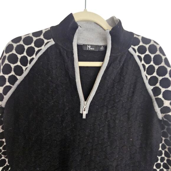 Neve Womens Merino Wool Pullover Sweater Size S Geometric 1/4 Zip Ski Cabincore - Picture 2 of 8